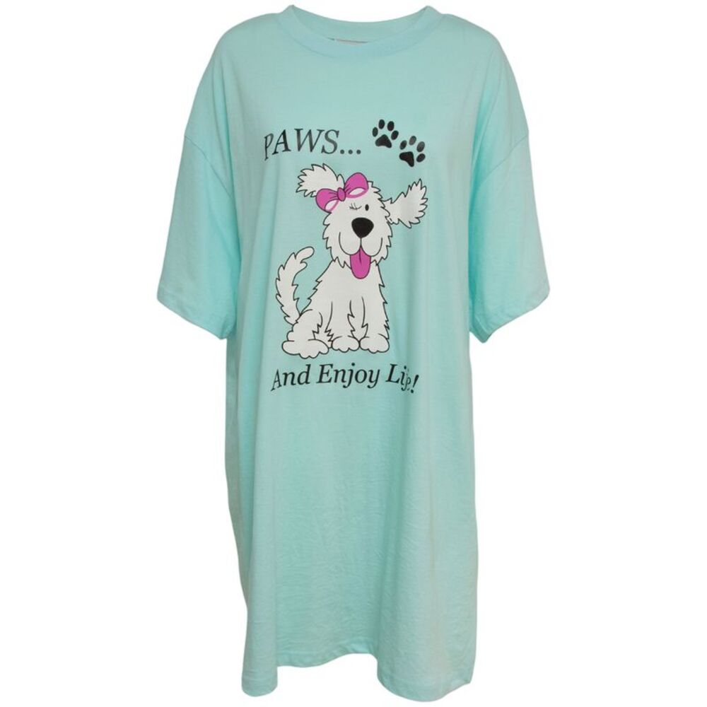 Metropolitan Women's Dog Paws...And Enjoy Life Sleep Shirt in Blue, XL